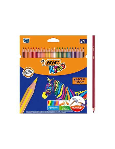 LAPICES COLORES BIC EVOLUTION STRIPES C.24 SURT.