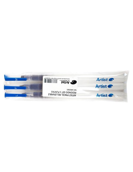 PINCEL ARTIST RELLENABLE REDONDO BLISTER 3 UNIDADES PUNTAS SURTIDAS