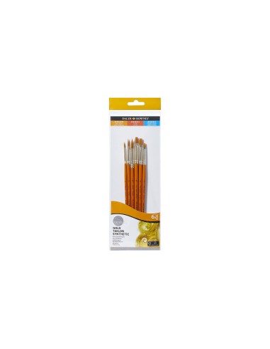 PINCELES DALER ROWNEY SIMPLY ART SINTENTICO MANGO CORTO DORADO 6 UD.