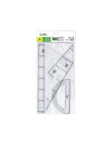 JUEGO ESCUADRA Y CARTABON 25CM REGLA 30CM Y SEMICIRCULO 15CM EN PETAC