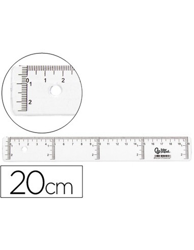 REGLA 20 CM PLASTICO CRISTAL