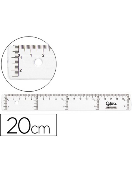 REGLA 20 CM PLASTICO CRISTAL