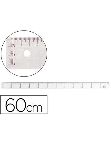 REGLA 60 CM PLASTICO CRISTAL