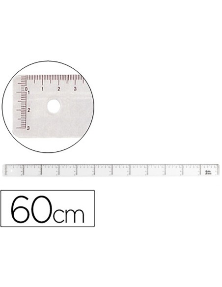 REGLA 60 CM PLASTICO CRISTAL