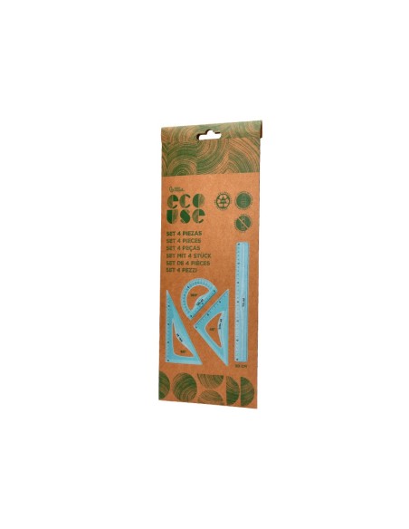 JUEGO ESCUADRA 20CM CARTABON 18CM REGLA 30CM SEMICIRCULO 10CM ECOUSE