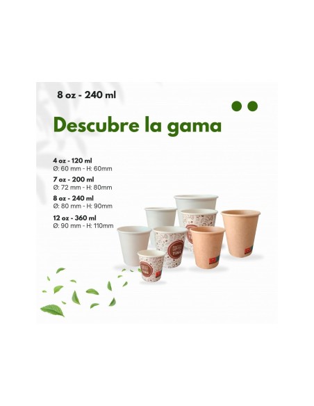 VASO TERMICO CARTON 240 CC PAQUETE DE 50 UNIDADES