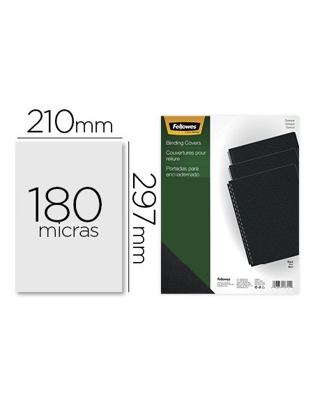 TAPA ENCUADERNACION FELLOWES A4 PVC OPACO NG. 180 MICRAS 100 UD.