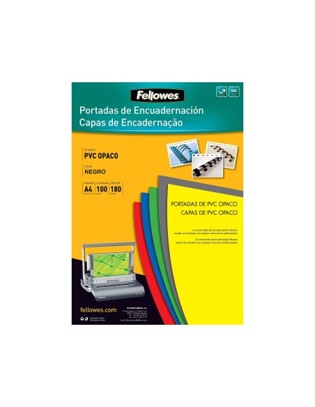 TAPA ENCUADERNACION FELLOWES A4 PVC OPACO NG. 180 MICRAS 100 UD.