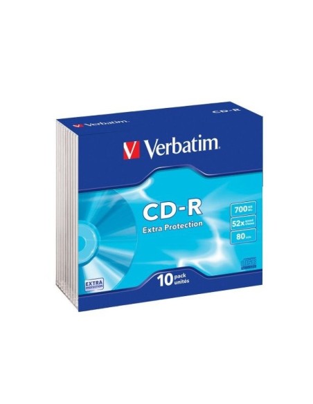 CD-ROM VERBATIM EXTRA PROTECCION 700MB 52X 80 MIN PK.DE 10 UD.