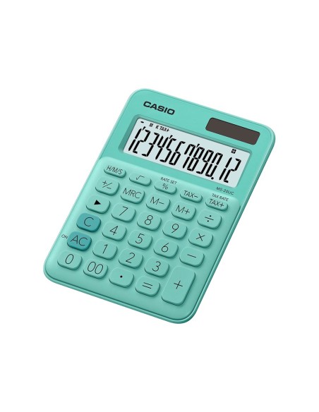 CALCULADORA CASIO MS-20UC-GN SOBREMESA 12 DIGITOS TAX +/- COLOR VE.