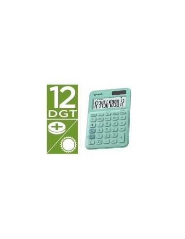 CALCULADORA CASIO MS-20UC-GN SOBREMESA 12 DIGITOS TAX +/- COLOR VE.