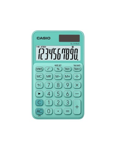 CALCULADORA CASIO SL-310UC-GN BOLSILLO 10D.TAX +/- VE.