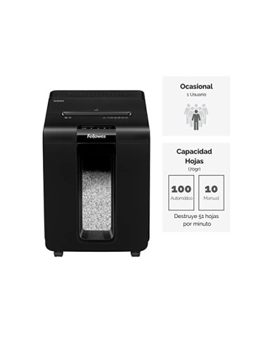 DESTRUCTORA FELLOWES AUTO+100M CAP.100 H.DESTRUYE GRAPAS CLIPS