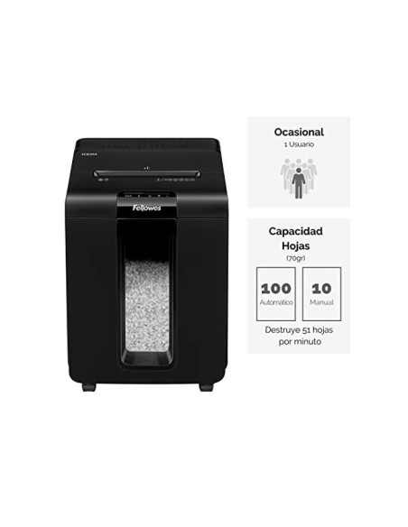 DESTRUCTORA FELLOWES AUTO+100M CAP.100 H.DESTRUYE GRAPAS CLIPS