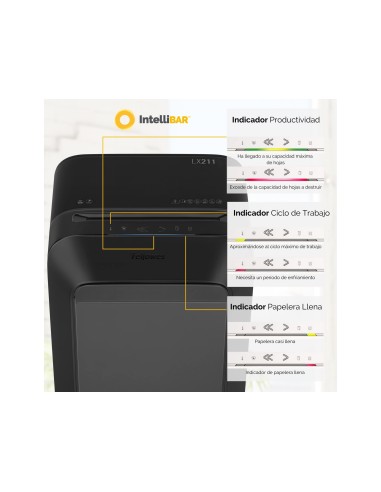 DESTRUCTORA FELLOWES LX211 12H. P5 NG. PAPELERA 23 L GRAPAS