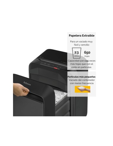 DESTRUCTORA FELLOWES LX211 12H. P5 NG. PAPELERA 23 L GRAPAS