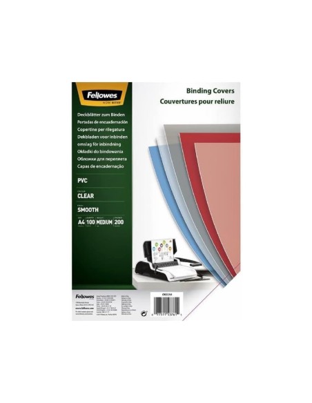 TAPA DE ENCUADERNACION FELLOWES DIN A4 PVC TRANSPARENTE CRISTAL 200