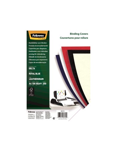 TAPA ENCUADERNACION FELLOWES A4 CARTON SIMILPIEL CUERO NG.250GR.100UD