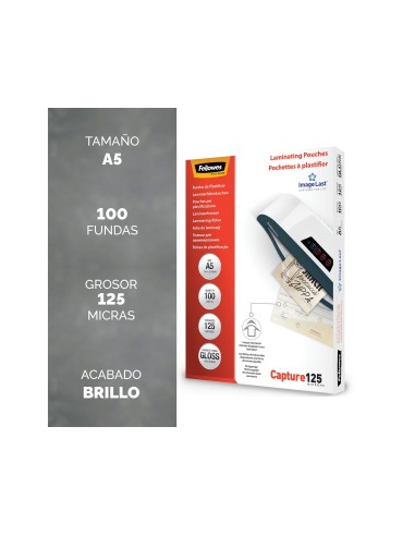 BOLSA PLASTIFICAR FELLOWES BRILLO 4º 125 MICRAS PK.100 UD.