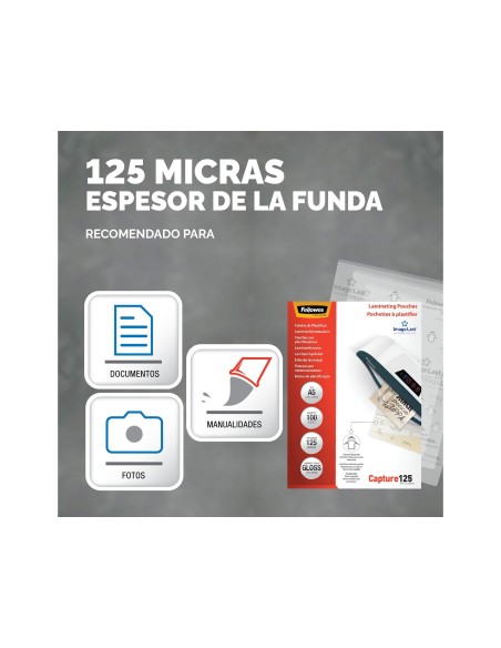 BOLSA PLASTIFICAR FELLOWES BRILLO 4º 125 MICRAS PK.100 UD.