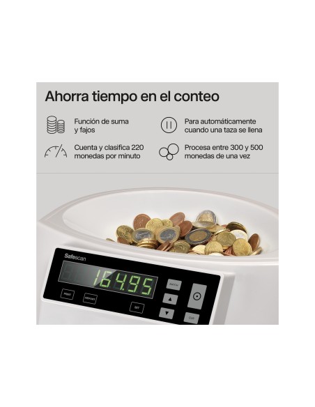 CONTADOR CLASIFICADOR MONEDAS SAFESCAN 1200/500 BILLETES/MONEDAS/MIN