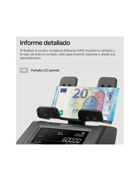 BALANZA SAFESCAN 6165 CUENTA MONEDAS BILLETES MONEDAS FAJOS BILLETES