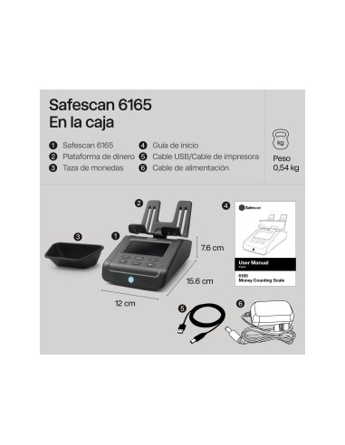 BALANZA SAFESCAN 6165 CUENTA MONEDAS BILLETES MONEDAS FAJOS BILLETES