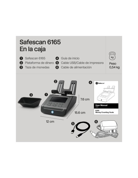 BALANZA SAFESCAN 6165 CUENTA MONEDAS BILLETES MONEDAS FAJOS BILLETES