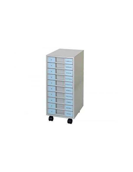 ARCHIVADOR MET.CLEN 10 BANDEJA PLASTICO 5,5CM 680X303X371MM C/RUEDAS