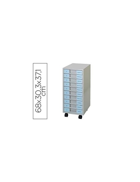 ARCHIVADOR MET.CLEN 10 BANDEJA PLASTICO 5,5CM 680X303X371MM C/RUEDAS