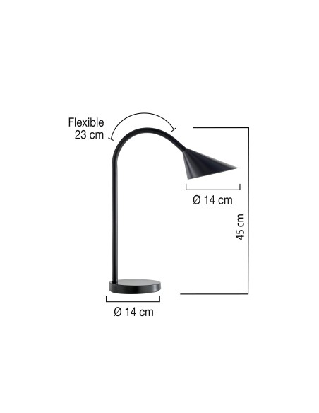 LAMPARA DE ESCRITORIO UNILUX SOL LED 4W BRAZO FLEXIBLE ABS Y METAL N