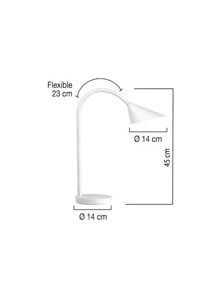 LAMPARA DE ESCRITORIO UNILUX SOL LED 4W BRAZO FLEXIBLE ABS Y METAL B