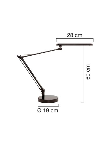 LAMPARA UNILUX MAMBO LED 5,6W DOBLE ARTICULADO ABS AL.NG. BASE 19 CM