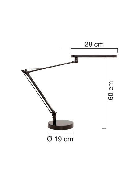 LAMPARA UNILUX MAMBO LED 5,6W DOBLE ARTICULADO ABS AL.NG. BASE 19 CM