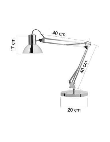 LAMPARA UNILUX SUCCESS 80 LED ARTICULADO CROMADO 40X40 CM BASE 20 CM