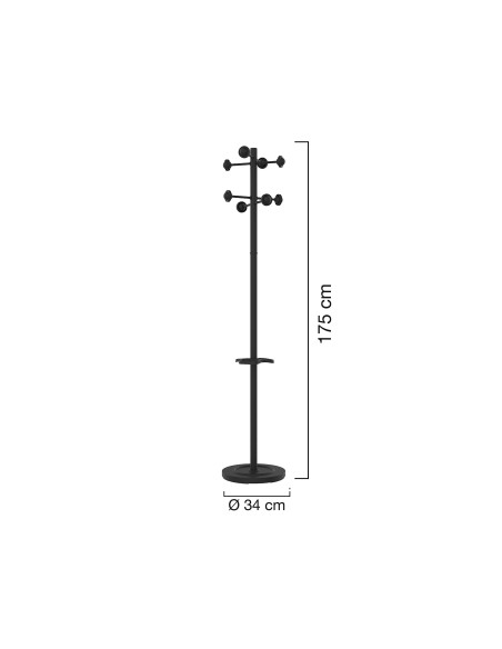 PERCHERO METALICO UNILUX ACCUEIL PIE 8 COLG.PARAGUERO NG. 177 X 38 CM