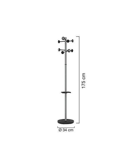PERCHERO METALICO UNILUX ACCUEIL PIE 8 COLG. GRIS MET. 177 X 38 CM