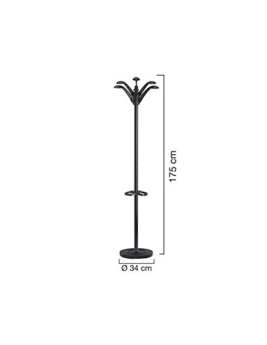 PERCHERO METALICO FLORA PIE 6 COLG.PARAGUERO Y BANDEJA NG.177X38CM