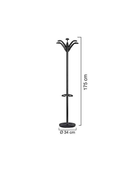 PERCHERO METALICO FLORA PIE 6 COLG.PARAGUERO Y BANDEJA NG.177X38CM