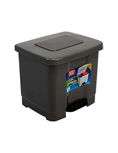 PAPELERA PLASTICFORTE PLASTICO PEDAL 2 COMP. 35LT.GRIS OSCURO