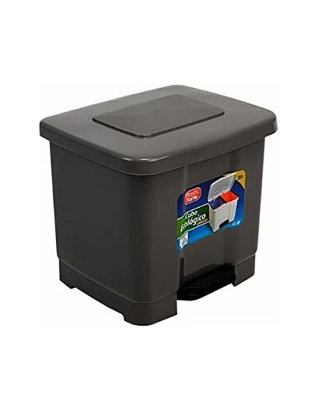 PAPELERA PLASTICFORTE PLASTICO PEDAL 2 COMP. 35LT.GRIS OSCURO