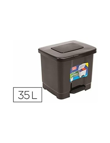 PAPELERA PLASTICFORTE PLASTICO PEDAL 2 COMP. 35LT.GRIS OSCURO