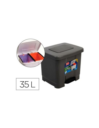 PAPELERA PLASTICFORTE PLASTICO PEDAL 2 COMP. 35LT.GRIS OSCURO