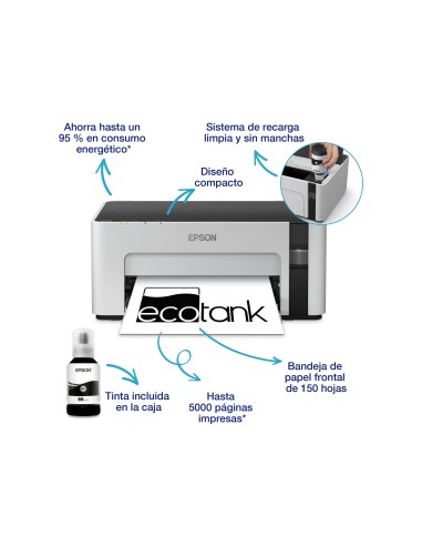 IMPRESORA EPSON ECOTANK ET-M1120 MONOCROMO 15 PPM A4 USB 150H.