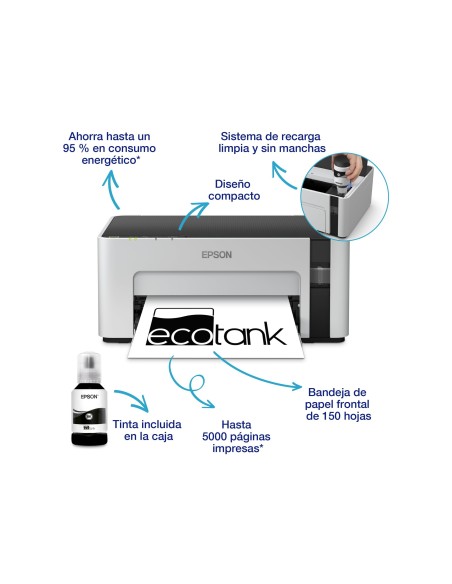 IMPRESORA EPSON ECOTANK ET-M1120 MONOCROMO 15 PPM A4 USB 150H.