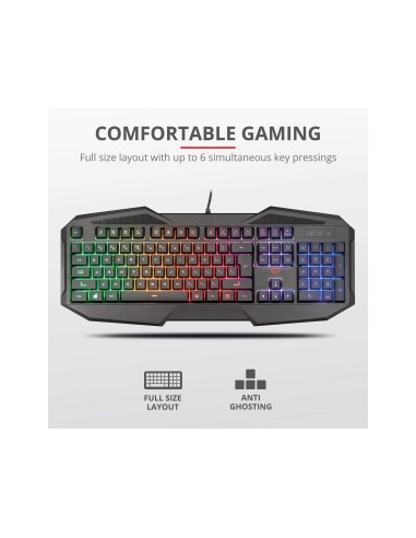 TECLADO TRUST GXT 830-RW AVONN GAMING RAINBOW USB 2.0 1,4 M