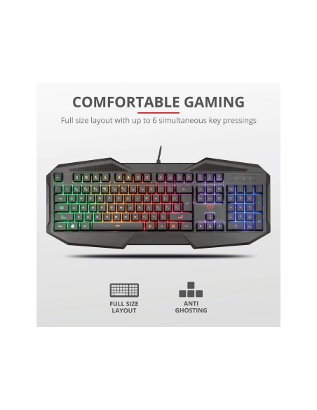 TECLADO TRUST GXT 830-RW AVONN GAMING RAINBOW USB 2.0 1,4 M