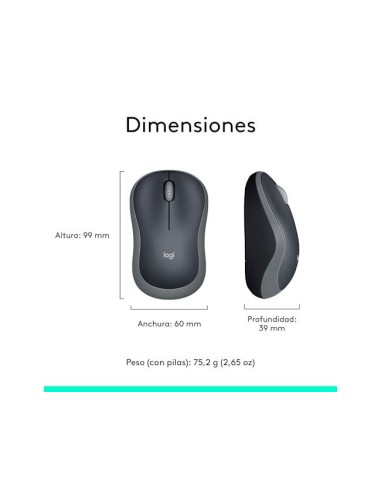 RATON LOGITECH OPTICO INALAMBRICO NANO RECEPTOR M185 GRIS  910-002235