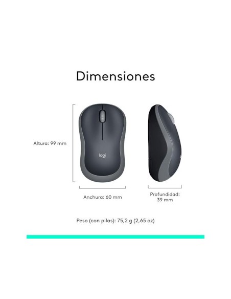 RATON LOGITECH OPTICO INALAMBRICO NANO RECEPTOR M185 GRIS  910-002235
