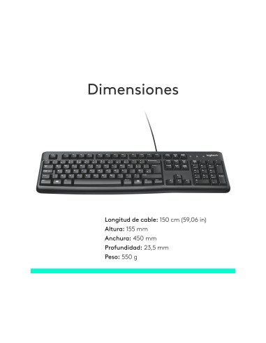 TECLADO LOGITECH K120 USB 2.0 C/CABLE NG. 920-002518